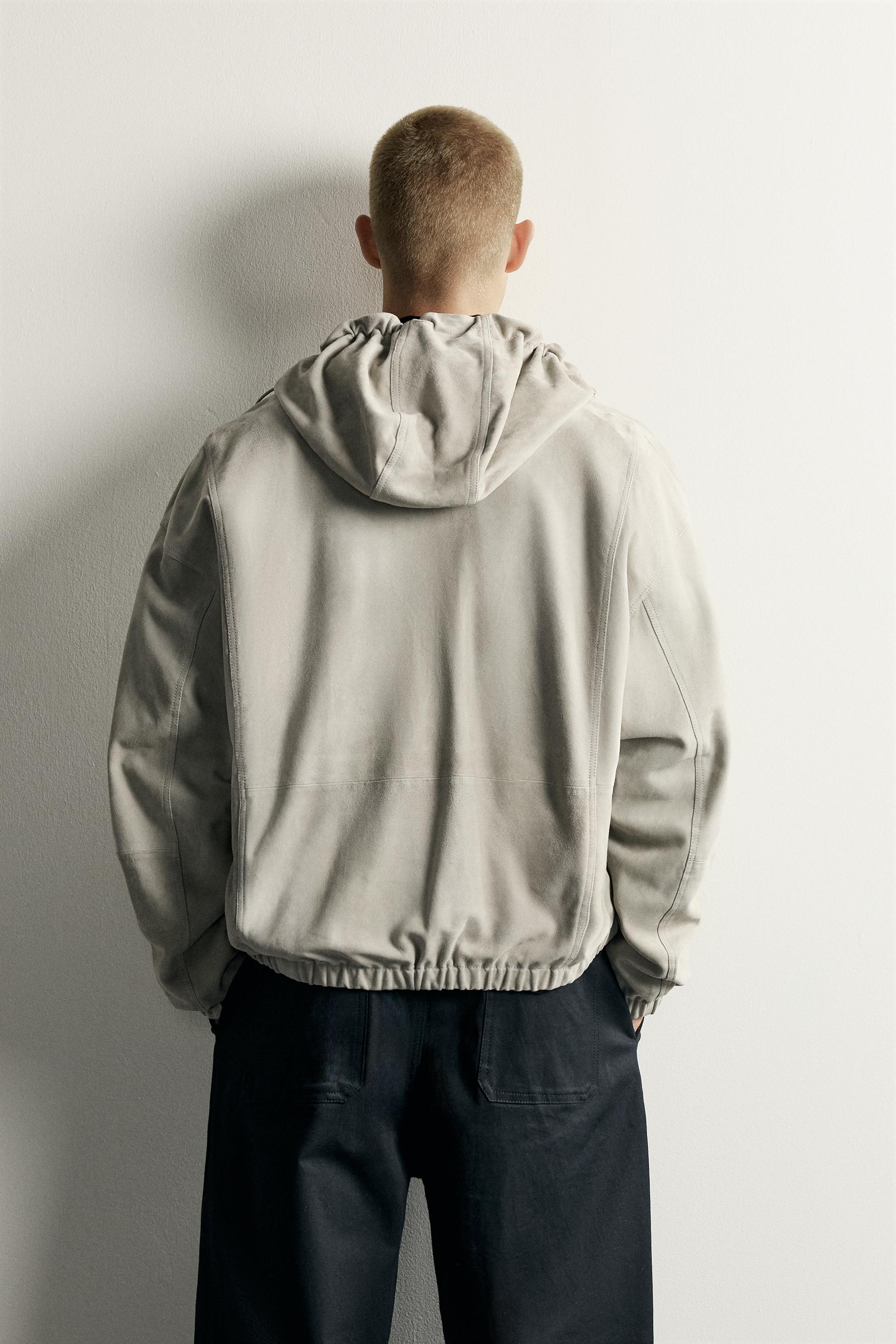 SUEDE LEATHER HOODIE JACKET